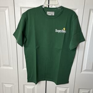 Bogey Boys Golf Logo Short Sleeve T-Shirt Green Gold White Medium New With Tags